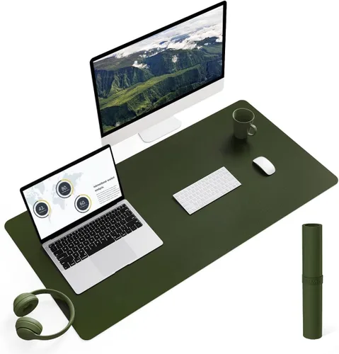 Vista 58 de YSAGi Alfombrilla de Escritorio de Cuero Antideslizante, Alfombrilla de Teclado para Escritorio de Computadora Portátil Impermeable, Protector