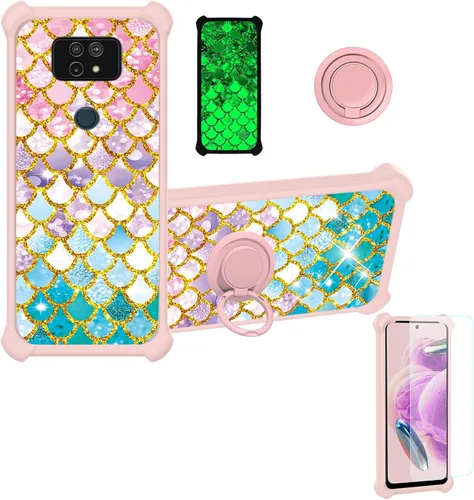 jioeuinly Cricket Ovation 2 - Funda compatible con AT&T Maestro Max (2021) con protector de pantalla de vidrio templado, policarbonato duro +