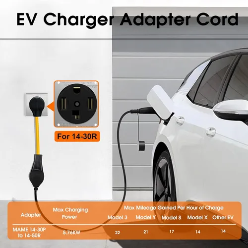 Vista 5 de Cable adaptador de cargador NEMA 14-30P a 14-50R EV, 125V/250V, 4 clavijas, enchufe macho a 50 amperios 4 clavijas hembra EV para carga de nivel 2