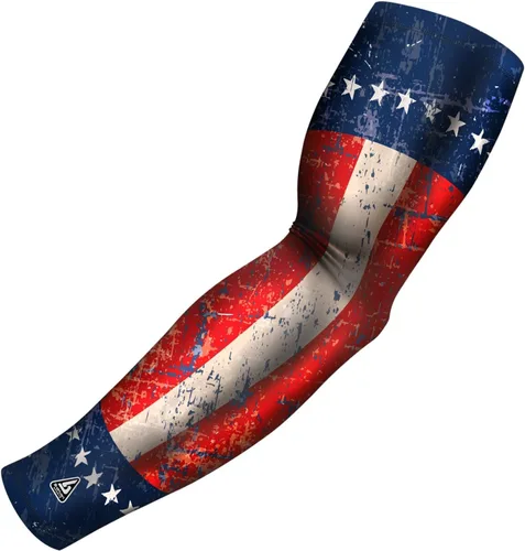 Vista 17 de B-Driven Premium Pro-Fit Sports - Manga de compresión para brazo (individual) con diseños patrióticos, mangas para brazo de béisbol, hombres