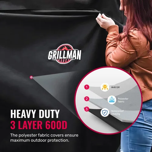 Vista 3 de Grillman - Funda para parrilla exterior, funda para parrilla de barbacoa a prueba de rasgaduras, impermeable, grande y resistente, de 30 x 26 x 43