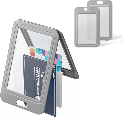 Vista 26 de Uniclife Paquete de 3 Portacarnet Deslizante con Ventanas de Doble Cara Funda Vertical de Plástico Duro Negro Bolsa Protectora de Tarjetas