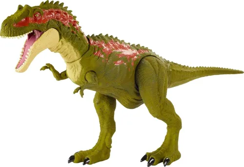 Mattel Jurassic World Massive Biters - Figura de acción de dinosaurio, juguete de dinosaurio grande Albertosaurus con golpe activado por la cola y