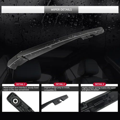 Vista 5 de Repuesto para limpiaparabrisas trasero Honda Pilot 2003-2008 y conjunto de brazos, calidad original de fábrica, limpiaparabrisas trasero
