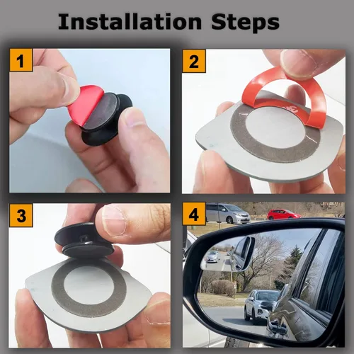 Vista 3 de Espejo retrovisor convexo ajustable 360 de vidrio HD, sin marco, para automóviles, camiones y SUV, 2 piezas en forma de ventilador grande