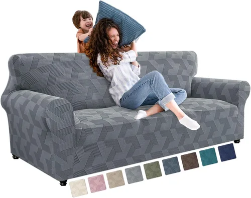 Vista 56 de JIVINER - Juego de 2 fundas elásticas para sillas de comedor, fundas geométricas de jacquard para sillas de comedor, fundas lavables para sillas