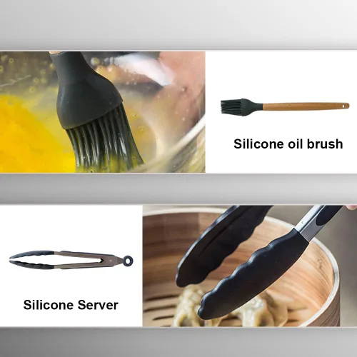 Vista 2 de 31pcs Kitchen Utensils Set, Heat Silicone Kitchen Utensils Set with Wooden Handles, Non Cookware Tools with Holder - Durable Stainless Steel, Non