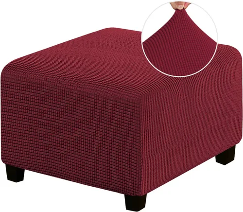 Vista 30 de Funda Otomana Elástica Fundas para Otomana Cuadradas para Sala de Estar Taburete Reposapiés Fundas Elásticas para Adaptarse al Reposapiés Otomano
