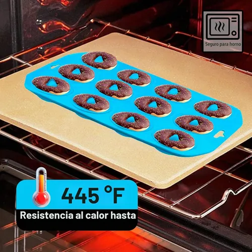 Vista 4 de Moldes de silicona para donas, mini moldes de silicona para hornear sabrosas rosquillas, bagels, cakecups y más (2 azul)
