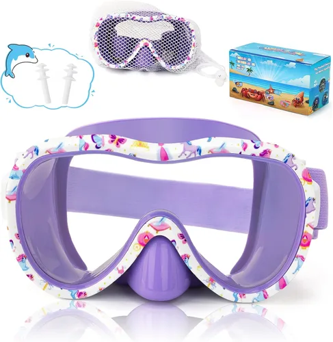Vista 24 de iGym Gafas de natación para niños, máscara de buceo, máscara de buceo, gafas de natación con cubierta de nariz y correas elásticas cubierta y bolsa