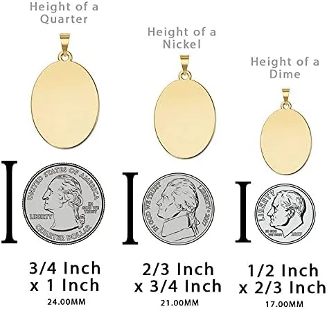 Vista 2 de PicturesOnGold.com Medalla religiosa OVAL de San Miguel en plata de ley y oro de 10 quilates o 14 quilates