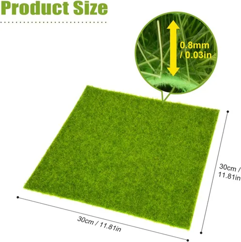 Vista 3 de TOPINCN Alfombra sintética de césped artificial, 2 tamaños de césped micro decoración de paisaje con agujeros de drenaje para patio al aire libre