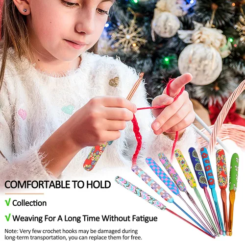 Vista 7 de Coopay Ganchos de ganchillo cálidos para abuela, agujas de ganchillo de agarre suave de aluminio para ganchillo, gancho de tejer para manualidades