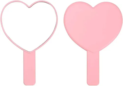 Vista 11 de TBWHL Espejo de Mano de Viaje en Forma de Corazón, Espejo de Mano Cosmético con Mango para Afeitado de Una Sola Cara Portátil de Viaje Espejo