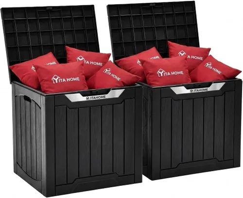 Vista 22 de YITAHOME Juego de 2 cajas de cubierta de 31 galones Negro