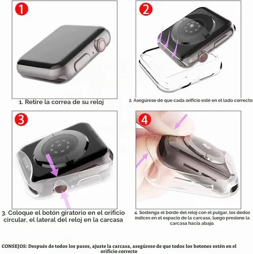 Vista 6 de Paquete de 4 fundas compatibles con Apple Watch Series 9/8/7 – protector de pantalla de 1.614 pulgadas, TPU suave, cobertura completa, chapada, a
