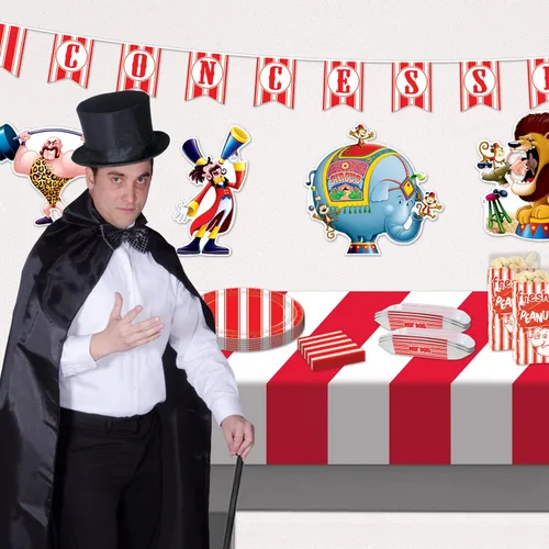 Vista 6 de Beistle Manteles de mesa de rayas rojas y blancas, 54 x 108 pulgadas, 2 piezas - Mantel de plástico, decoraciones de fiesta temática de carnaval