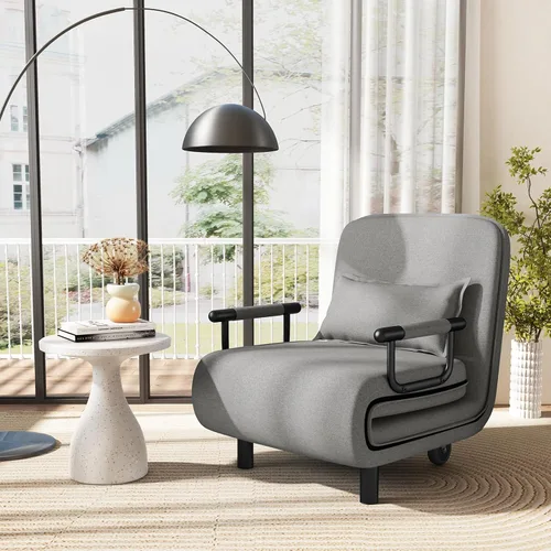 Vista 11 de GORELAX Cama convertible con sofá cama triple 3 en 1 con almohada, diván plegable de ocio con respaldo ajustable de 5 ángulos, cama perezosa Azul