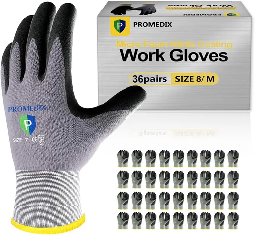 Vista 20 de PROMEDIX P Nitrile Coated Work Gloves,MicroFoam Safety Work Gloves Men,Seamless Knit Nylon&spandex Gloves with Grip