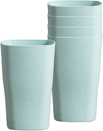 Vista 9 de Incauca Juego de 5 vasos cuadrados de plástico de 16 onzas, vaso de plástico para baño para cepillo de dientes, vaso apilable para cepillado