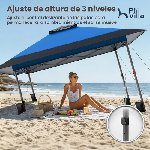 Vista 6 de PHI VILLA - Tienda de campaña desplegable de 13 x 13 pulgadas, al aire libre, fácil de empujar Marrón