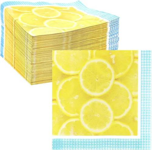 Sparkle and Bash Servilletas de papel de limón para fiesta de frutas de verano (6.5 x 6.5 pulgadas, paquete de 150 unidades) - Servilletas de limón
