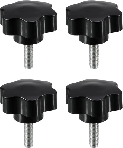 Vista 6 de uxcell Pomo de tornillo de sujeción, 1.496 in de diámetro, empuñaduras hexagonales color ciruela con forma de estrella, rosca macho M8 x 0.630 in, 4
