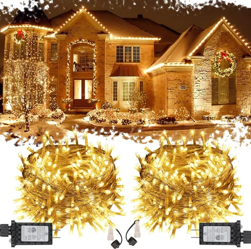 Vista 17 de Luces de Navidad enchufables de 70 pies, 200 luces LED de hadas conectables para interiores y exteriores con temporizador y 8 modos, luces de árbol
