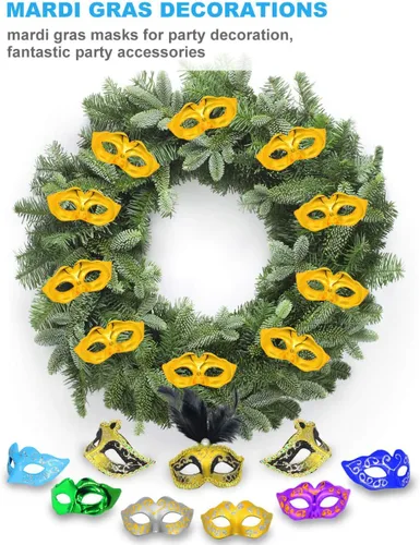 Vista 4 de 12 mini máscaras para decoración de fiesta de Halloween, Mardi Gras, fiesta de cumpleaños, decoración de cupcakes, regalos novedosos