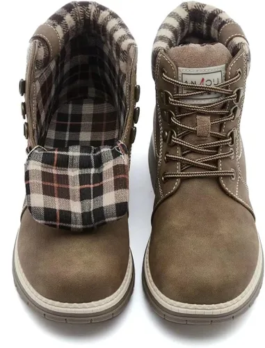 Vista 6 de ANJOUFEMME Botas de trabajo para senderismo y nieve de invierno para mujer