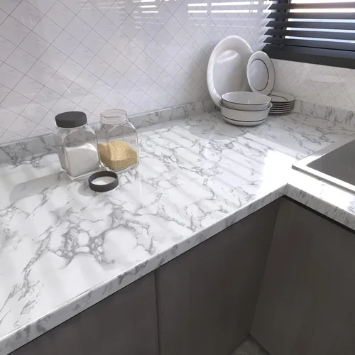 Vista 3 de Papel de contacto de mármol gris de 15.7 x 78.7 pulgadas, papel de pared para despegar y pegar, película de vinilo, autoadhesivo, extraíble