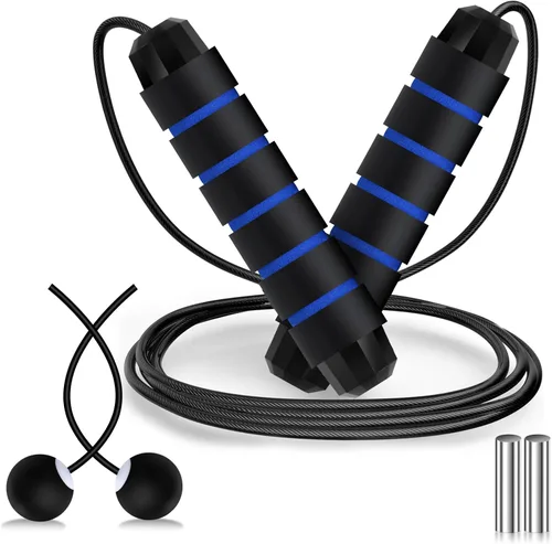 Vista 9 de Vinsot Cuerda de saltar 2 en 1, cuerda de saltar inalámbrica con bola, cuerda de saltar sin cuerda con rodamientos de acero ajustables, asas