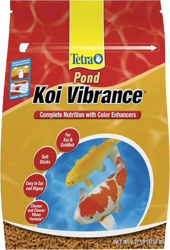 Vista 10 de TetraPond Koi Vibrance, Palitos Suaves, Alimento Flotante para Estanque, 16.5 Libras