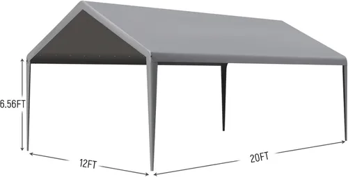 Vista 2 de Gardesol Toldo de repuesto para cochera, cubierta superior de repuesto para marco de cochera de 12 x 20 pies, lona impermeable de 6.35 oz