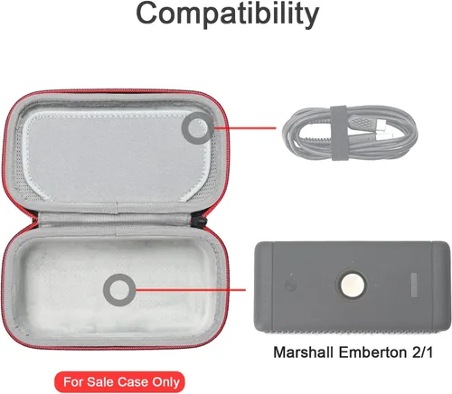 Vista 4 de RLSOCO Funda rígida para altavoz Bluetooth portátil Marshall Emberton II/Emberton III/Emberton Diseño compacto con cremallera YKK y protección