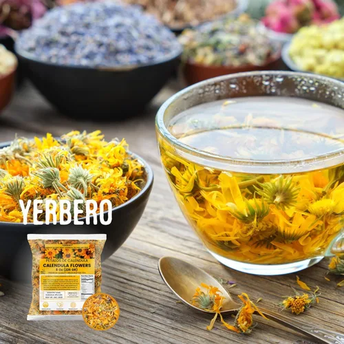 Vista 6 de Yerbero - Flores de caléndula té de hierbas sueltas a granel 16oz (1 lb) (4.02 oz) Flores de caléndula Flores de caléndula Para preparar té