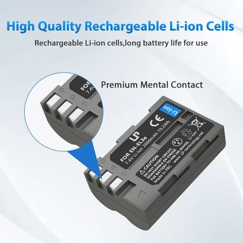 Vista 6 de LP EN-EL3e EN-EL3 EN-EL3a Batería 2600mAh para Nikon Una batería