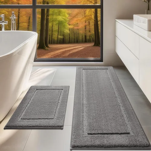 Vista 50 de Alfombras de baño de 24 x 17 pulgadas, microfibra extra suave y absorbente, parte trasera antideslizante, secado rápido, lavable a máquina, tapetes