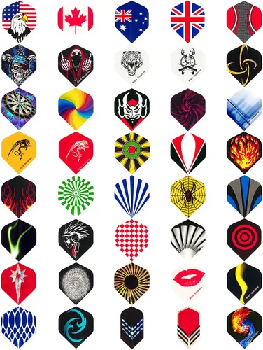 Vista 2 de Vuelos de dardos estándar, 40 juegos, 120 piezas, alas de cola de plumas de repuesto duraderas de PET y láser, kit de accesorios para dardos