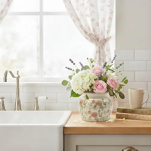 Vista 43 de SIDUCAL Florero decorativo de cerámica Florero rústico de 7.48 pulgadas para decoración del hogar, mesa, sala de estar, baño, escritorio de café