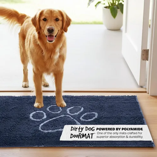 Vista 19 de Dog Gone Smart Dirty Dog Doormat - Tapete de secado rápido con respaldo súper adherente para pisos limpios - Tapete súper absorbente y lavable a