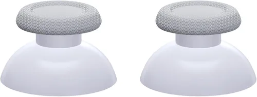 Vista 5 de eXtremeRate Palancas de repuesto color blanco sólido y New Hope Gray para controlador PS5, joystick analógico de doble color personalizado