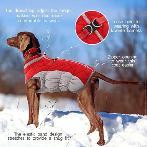 Vista 4 de FUAMEY Chaleco acolchado para perro abrigo reflectante de invierno para perro chaqueta de invierno cálida resistente al viento ropa cómoda