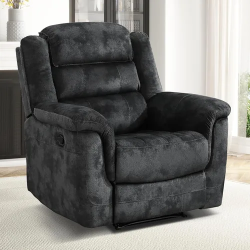 Vista 8 de EBELLO - Silla reclinable manual, sofá reclinable de tela suave con apoyabrazos y respaldo acolchado para sala de estar, dormitorio, color marrón
