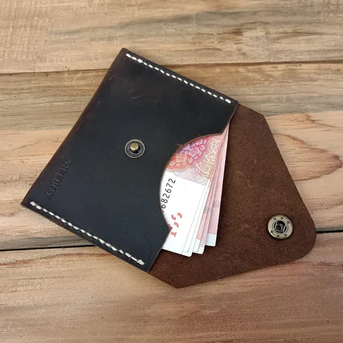 Vista 7 de Handmade Business Credit ID Card Case Card holder Pocket Credit Card Holder Slim Wallet Leather front pocket Wallet