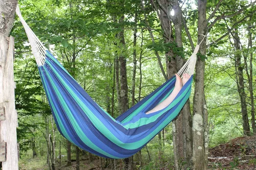 Vista 5 de Trekmate - Hamaca brasileña de lona de algodón transpirable para una sola persona, para camping, equipo al aire libre, mochila, senderismo, caza