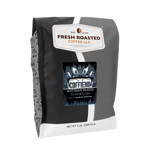 Vista 49 de Fresh Roasted Coffee, Blackbeard's Revenge, 12 onzas, tostado medio, Kosher, grano entero