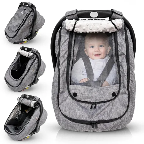 Vista 8 de HippoBaby Funda impermeable para asiento de automóvil de bebé, funda de asiento de automóvil a prueba de viento para bebés, funda de asiento de Negro