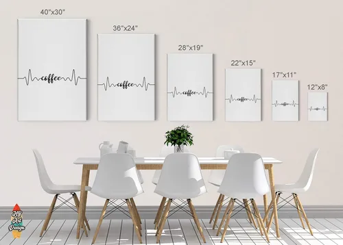 Vista 4 de HB Art Design Coffee Happiness Line Art 3 Panel Canvas Print Set Wall Art Coffee Bar Decor Coffee Signs Kitchen Wall Decor Dining Room Restaurant