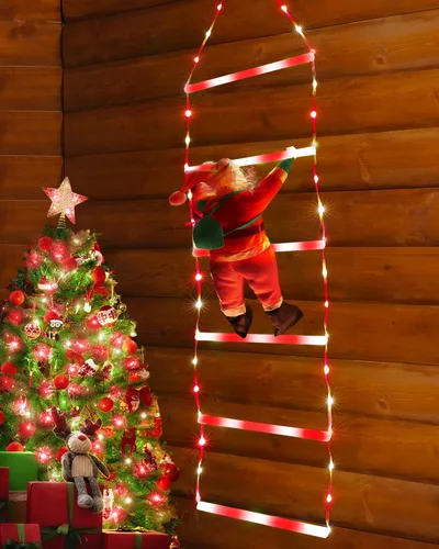 Vista 16 de Toodour Luz LED de Navidad, luces decorativas de escalera de Navidad de 2.5 pies con Papá Noel, luz de decoración de Navidad para interiores